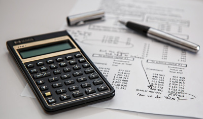 accounting calculator laptop desk